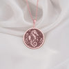 Rose gold plated seahorse necklace, a stylish and elegant marine-inspired jewelry design, ideal for gifting or adding a touch of ocean charm to any outfit.