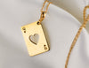 queen of heart gold pendant necklace, gifts for her, gifts for queens, gifts for valentines, real gold playing card charm, queen gold card pendant necklace