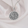Handmade sterling silver Shiva Parvati necklace with oxidized detailing, adjustable clasp, and symbolic Hindu pendant for spiritual wear