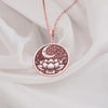 Rose Gold Plated Lotus Crescent Moon Necklace, dainty handmade jewelry for women. Boho-inspired celestial pendant with a spiritual touch. A beautiful and meaningful gift for her, ideal for any occasion.