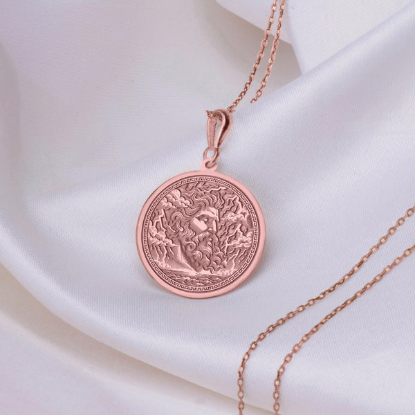 Zeus 14K Solid Gold Charm Necklace,Thunder God Charm Pendant, Zeus Lightning Necklace, King of the Gods , Greek God Zeus Necklace,