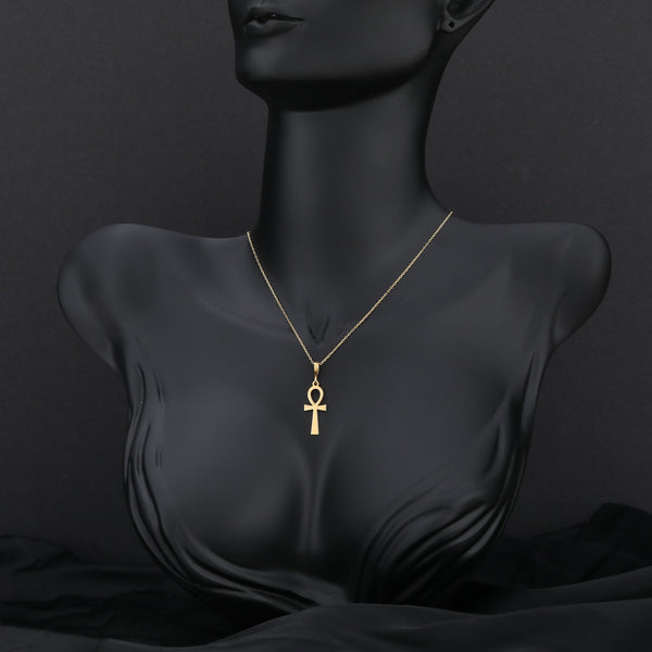14K Solid Gold Ankh Pendant , Egpytian Necklace, Egyptian Ankh, Ankh Charm Necklace , Silver Ankh Necklace , Egyptian Key Necklace Gift
