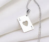 jack of hearts solitare silver charm necklace, rectangle solitare pendant necklace