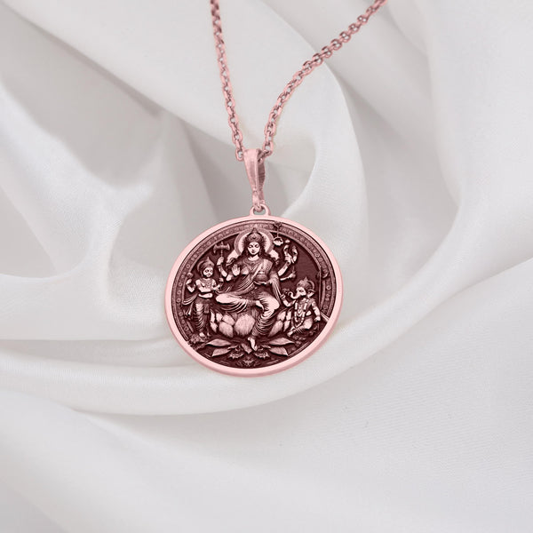 Rose Gold Plated Parvati and Sons charmLocket, a beautifully detailed Hindu goddess featuring Parvati with her divine sons, Ganesha and Kartikeya. This spiritual gold charm embodies protection, guidance, and the sacred bond of Shiva’s celestial family.