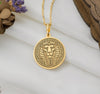 14K Solid Gold Egyptian Lion Charm Necklace, Lion Silver Pendant, Rose Gold Lion Necklace, Royal Jewelry, Strenght Medallion, Animal Jewelry