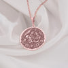 Rose gold-plated Shiva Parvati pendant necklace featuring a matte-finish temple motif and matching earrings set on a lightweight chain.