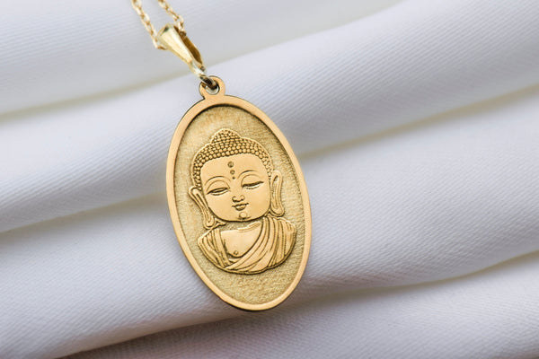 14K Solid Gold Buddha CharmNecklace, Silver Buddha, Buddha Amulet, Siddhartha Gautama Necklace, Rose Buddha Necklace