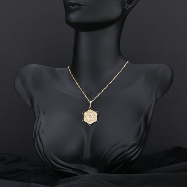 Yellow gold portection metatron pendant,Divine Protection amulet gold Geometric Pendant,Mystical Jewelry,Energy Healing Necklace,Meditation Jewelry,real gold Symbol of Unity and ConnectionEnergy Alignment NecklaceSacred Geometry Pattern