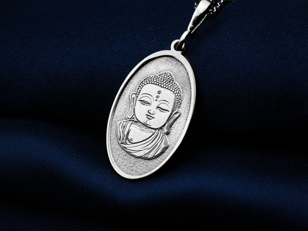 14K Solid Gold Buddha CharmNecklace, Silver Buddha, Buddha Amulet, Siddhartha Gautama Necklace, Rose Buddha Necklace