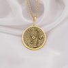 14K Gold jaguar pendant necklace with intricate Aztec inspired patterns, symbolizing strength and power. Perfect for animal lovers as a luxury gift for special occasions like birthdays, anniversaries, or celebrations.