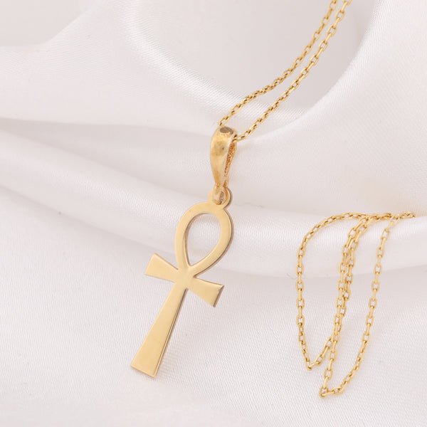 14K Solid Gold Ankh Pendant , Egpytian Necklace, Egyptian Ankh, Ankh Charm Necklace , Silver Ankh Necklace , Egyptian Key Necklace Gift