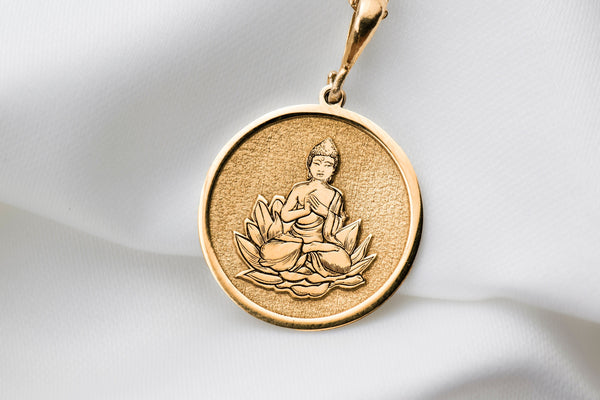 14K Solid Gold Buddha Lotus Charm Necklace, Silver Buddha Necklace, Gold Buddha Zen Pendant, Dainty Buddha Lotus , Rose Gold Buddha Lotus