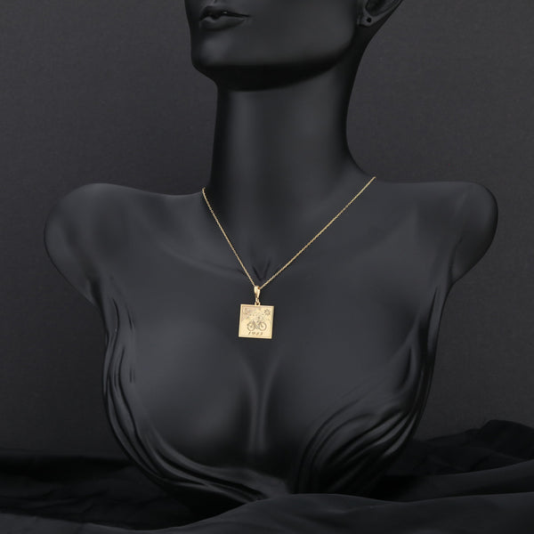 gold Albert HoffmannBicycle Ride Necklace | 14K Solid Gold LSD Charm Jewelry | Trippy Hippie Necklace | Unique Molecule Pendant