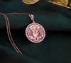 Rose Gold Plated Pembroke Welsh Corgi Angel Pendant with memorial design. Warm-toned royal breed medallion with detailed wings, halo and fox-like expression. Rainbow bridge jewelry celebrating eternal love, perfect for grieving Corgi parents.