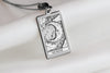 925 sterling silver Moon tarot charm necklace, a dainty minimalist necklace with an engraved charm. Perfect for layering or as a friendship charm, this lightweight pendant brings elegance to any boho-inspired protection necklace collection.
