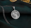 Sterling Silver Cancer Zodiac Queen Pendant with detailed astrology design. Handcrafted silver coin charm featuring Cancer constellation with royal backdrop and crab elements. Zodiac jewelry celebrating Cancer birth sign power.