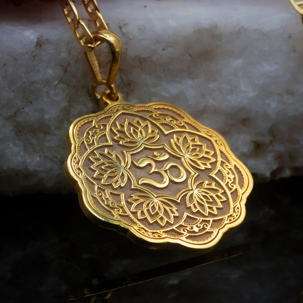14K Solid Gold Om Necklace, Spiritual Necklace, Silver Aum Pendant, Meditation Jewelry, Chakra Necklace, Hindu Jewelry, Yoga Gift for Her