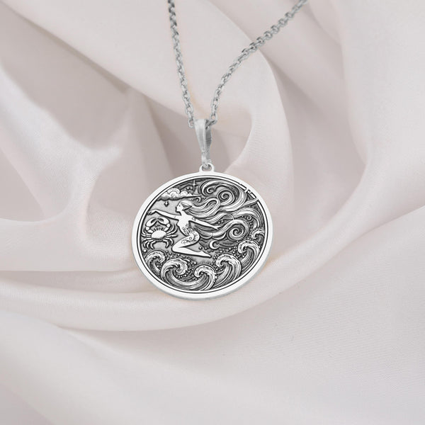 925 Sterling Silver Cancer Zodiac Necklace featuring a celestial astrology design. Thoughtful gift for Cancer birthdays, astrology enthusiasts, or horoscope lovers. Elegant zodiac pendant perfect for daily wear.