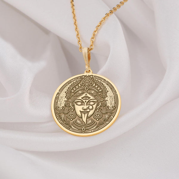 Kali ma Pendant, Kali Gold Pendant Kali Coin Gold pendant Necklace ,Hindu Goddess Kali Necklace Amulet, Mahakali Solid Gold Pendant , Mahakali Solid GoldAmulet, Mahakali Solid Gold Necklace , Silver Mahakali Necklace, Solid gold Mahakali Pendant