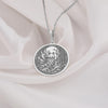 Mystical sterling silver Kitsune fox necklace featuring a finely engraved nine-tailed fox, representing cunning, magic, and spiritual guidance in Japanese folklore