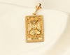 14K Solid Gold The Devil Tarot Necklace, Silver Devil Tarot Pendant, Minimalist TarotNecklace, Dainty Tarot Charm Necklaces Rose plated