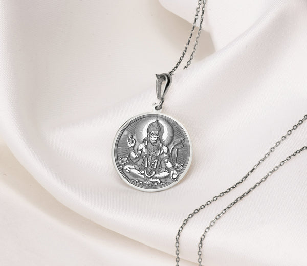 14K Solid Gold Sri Hanuman Charm Necklace, Silver Hanuman Charisa Charm, Bajrang Bali Pendant, Hinduism God Necklace, Hindu God Pendants