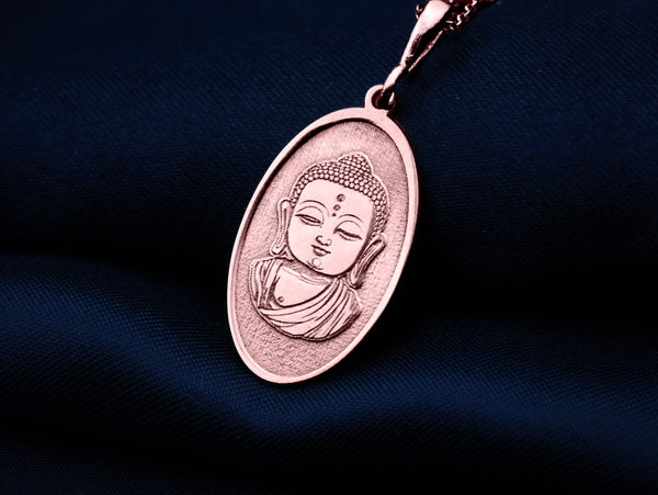 14K Solid Gold Buddha CharmNecklace, Silver Buddha, Buddha Amulet, Siddhartha Gautama Necklace, Rose Buddha Necklace