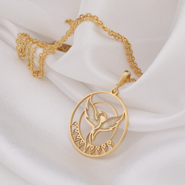 14K Gold Phoenix Necklace, Silver Phoenix Charm Necklace, Phoenix Bird Necklace, Phoenix Pendant, Phoenix Jewelry, Phoenix Rising Necklace