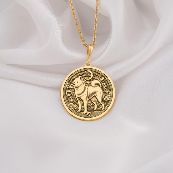 Elegant 14K Solid Gold Shiba Inu pendant, featuring a finely detailed dog medallion. A perfect pet lover’s charm, symbolizing independence, strength, and companionship, making it a meaningful gold Shiba Inu necklace for dog enthusiasts.
