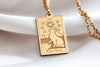 The Star Cat Tarot Card gold charm pendant, gold tarot cat charm for women, The Star Cat pendant in 14k gold, gold tarot card necklace for cat lovers, gold Star Cat tarot charm for girls,