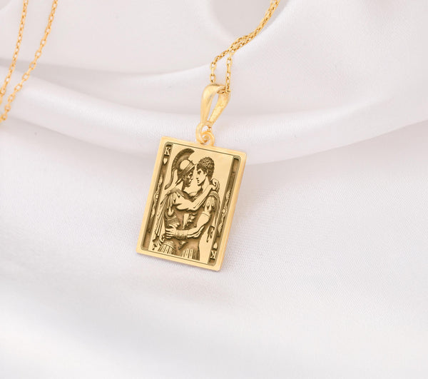 Gay couple necklaces in 14K gold, featuring man love man pendants, are popular choices for symbolizing love and pride. These customized gay necklaces often include personalized details like names or dates, making them unique and meaningful. The high-quality 14K gold ensures durability and elegance. Matching couple necklaces with interlocking hearts or other symbolic designs are also favored, partners to express their bond. These necklaces are part of the broader LGBTQ+ pride jewelry category,,