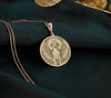 14K Gold Plated Beagle Angel Dog Medallion with memorial symbolism. Detailed hound breed angel pendant with wings, halo and radiant elements. Elegant rainbow bridge jewelry gift representing eternal bond with departed beloved Beagle companion.