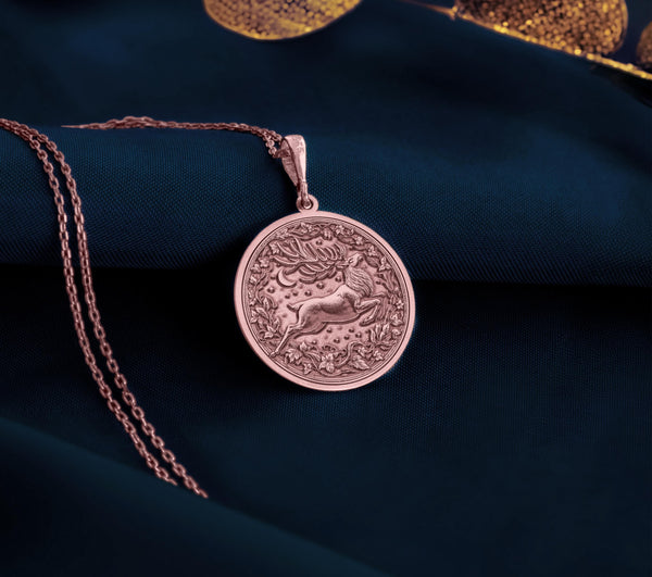 dainty Deer Pendant necklace - Elegant design inspired by nature, symbolizing forest vitality. Perfect gift for Christmas or special occasions, representing love, grace, and resilience. Deer jewelry elegant
