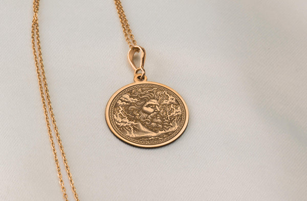 Zeus 14K Solid Gold Charm Necklace,Thunder God Charm Pendant, Zeus Lightning Necklace, King of the Gods , Greek God Zeus Necklace,