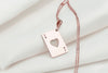 jack of hearts solitare rose gold charm necklace, rectangle solitare pendant necklace