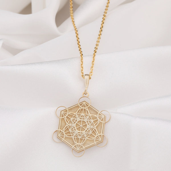 Yellow gold portection metatron pendant,Divine Protection amulet gold Geometric Pendant,Mystical Jewelry,Energy Healing Necklace,Meditation Jewelry,real gold Symbol of Unity and ConnectionEnergy Alignment NecklaceSacred Geometry Pattern