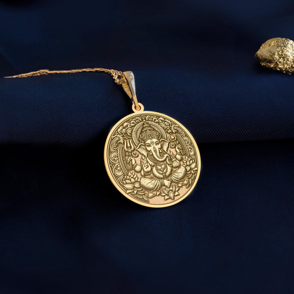 ganesha coin pendant gold necklace