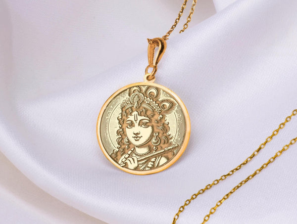 krishnawith his flute , Rose gold krishna charm , Real gold krishna charm, solid Krishna charm, Gold Plated Krishna pendant, Krishna pendant gift, Krishna hindu gift, Supreme god krishna, Krishna amulet, Krishna talisman, Krishna meddallion