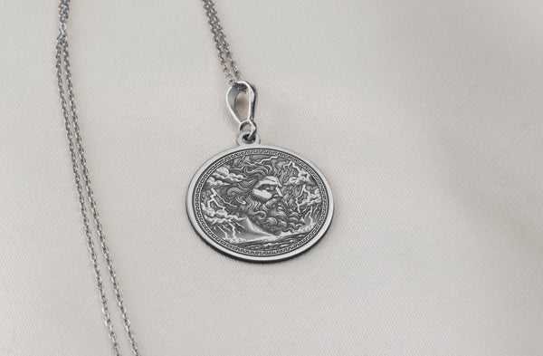 Zeus 14K Solid Gold Charm Necklace,Thunder God Charm Pendant, Zeus Lightning Necklace, King of the Gods , Greek God Zeus Necklace,