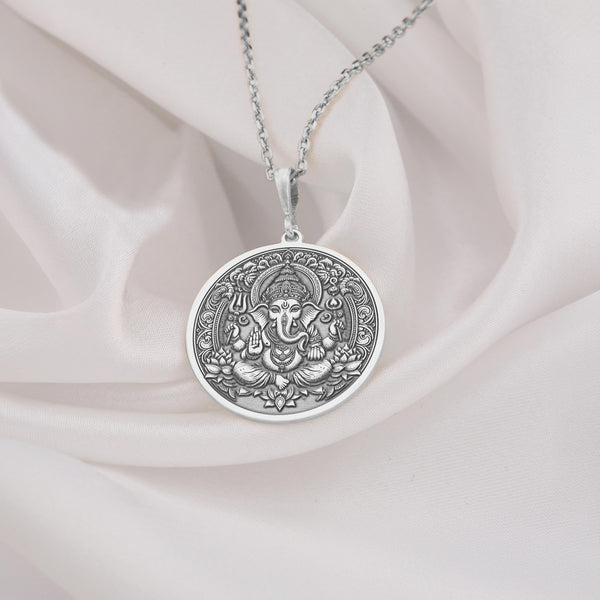 Ganesha silver pendant, sterling silver Ganesha jewelry, handmade silver Ganesha charm necklace, Ganesha talisman in 925 silver, silver Ganapati pendant, spiritual silver Ganesha amulet,
