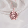 Rose Gold Plated British Shorthair Cat Medallion featuring plush feline with characteristic chubby cheeks. Elegant pet portrait jewelry with detailed round face and sweet expression. Warm-toned cozy cat talisman, perfect for cat parents.