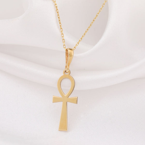 14K Solid Gold Ankh Pendant , Egpytian Necklace, Egyptian Ankh, Ankh Charm Necklace , Silver Ankh Necklace , Egyptian Key Necklace Gift