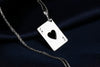 jack of hearts solitare silver charm necklace, rectangle solitare pendant necklace