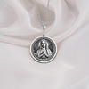 925 Sterling Silver Medjugorje necklace with Queen of Peace engraving. A classic silver spiritual Mary pendant for devotion and hope.