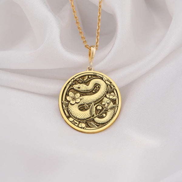 14k gold snake necklace featuring a dainty serpent pendant, handmade with premium quality. Perfect minimalist jewelry gift for women, suitable for everyday wear or special occasions, symbolizing transformation and strength.