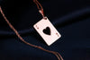 jack of hearts solitare rose gold charm necklace, rectangle solitare pendant necklace