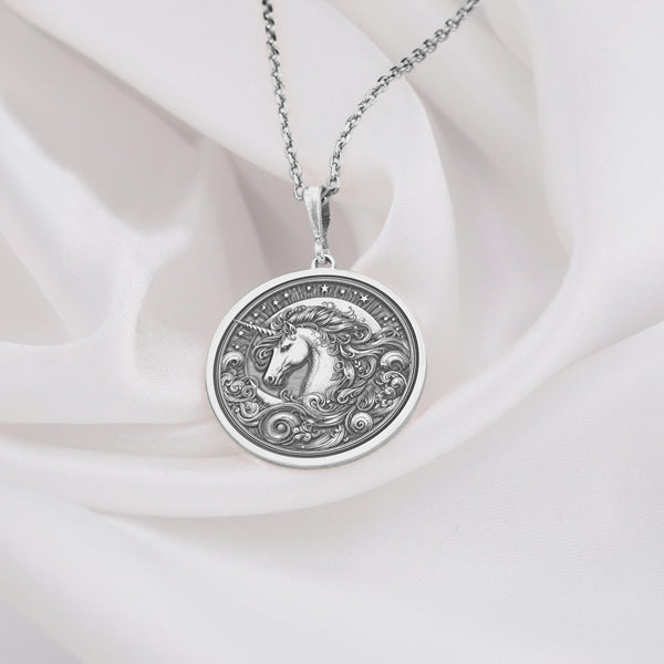 925 Sterling Silver Unicorn Necklace for Girls and Teens: A delightful unicorn pendant necklace made from high-quality .925 sterling silver. This adorable and whimsical piece is a perfect gift for girls and teenagers who are fans of unicorns, magic, and cute jewelry. Its classic silver shine makes it versatile for everyday wear.