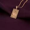 An elegant rose gold plated tarot card pendant celebrating the Roman goddess Diana (Artemis). The detailed art makes this a beautiful piece of celestial jewelry.