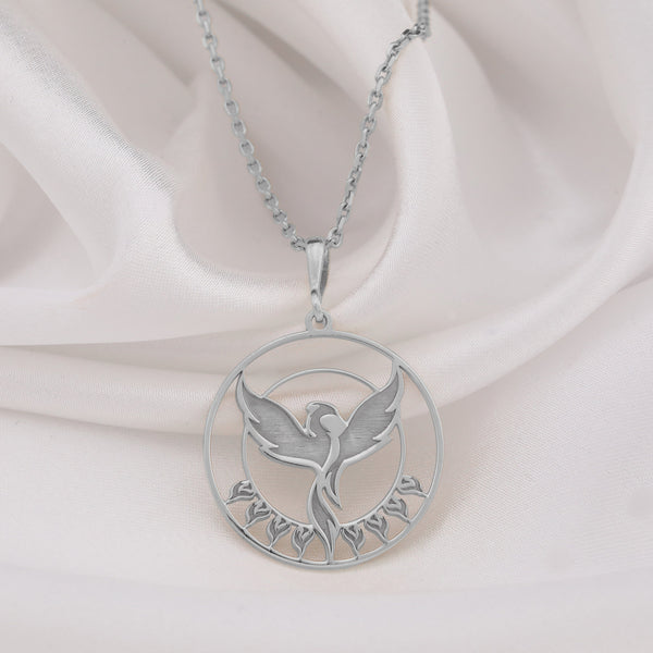 14K Gold Phoenix Necklace, Silver Phoenix Charm Necklace, Phoenix Bird Necklace, Phoenix Pendant, Phoenix Jewelry, Phoenix Rising Necklace