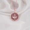 Rose Gold Plated Hestia Goddess Necklace inspired by Greek mythology. A symbolic and elegant gift for women, perfect for anniversaries, birthdays, or as a spiritual jewelry piece celebrating family and home.